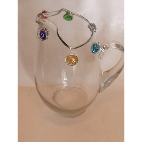 Multicolor Flat Marble Decorative Glass Pitcher Used. No cracks in glass.